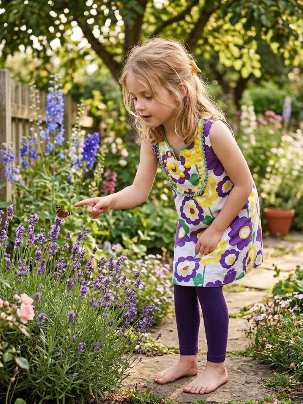 Mini Boden girl dress size 7 8 new matching Footless tights indigo purple yellow